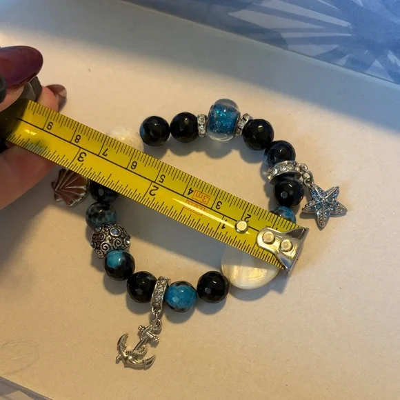 Handmade Ocean Themed Beaded Charm Bracelet - Picture 3 of 3